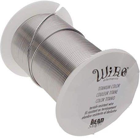 The Beadsmith Wire Elements 22-Gauge Lacquered Tarnish-Resistant Copper Wire for Jewelry Making, 20 Yard, 18.29 Meter Spool (Titanium Color)