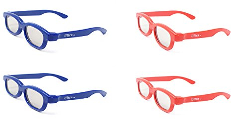 Ultra Passive 3D-Brille für Kinder 2 Dunkelblau 2 Rote Paare für die Verwendung mit Allen Passiven Fernsehern Kino-Projektoren und RealD-Filmen Filmen Kreisförmig Polarisierte 3D-Brille