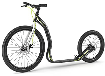 Yedoo Trexx Disc Tretroller - bis 150 kg, mit Luftreifen 26/20 - Offroad Scooter für Erwachsene, Dogscooter aus Aluminiumlegierung mit Scheibenbremsen und verstellbarem Lenker, Gewicht 9,1 kg schwarz