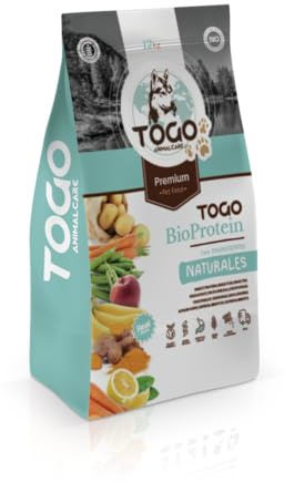 Pienso Hipoalergenico Perros Togo [12 kg] Comida SIN Cereales | Apto para Todas Las Razas | Grandes y Medianas | Ideal Sistema gastrointestinal, renal y Articular | Natural y Light