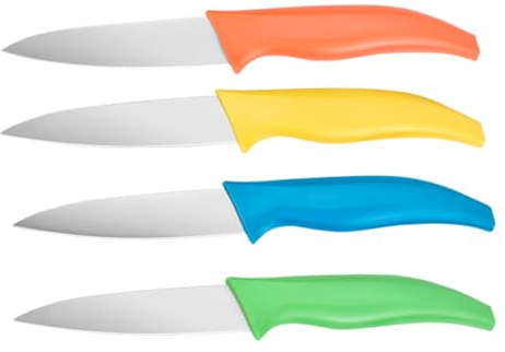Astylway 4-tlg Gemüsemesser Set Obstmesser Schälmesser Allzweckmesser 4 Stück 10cm Klein Küchenmesser Mini Kochmesser Multicolor Schneidmesser ohne Wellenschliff Tomatenmesser