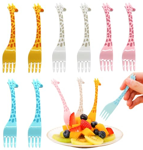 ROLMZJX12 Pezzi Forchettine Da Frutta Bambini,Stuzzicadenti Plastica,Stuzzicadenti Per Bambini,Forchettine Finger Food Bambini Per Lunch Box Frutta Dessert Pane