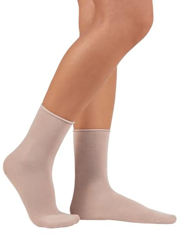 alsestudio Lot de 3 paires de chaussettes sans couture non élastiques super douces en modal pour femme, Beige - 3 paires, taille unique