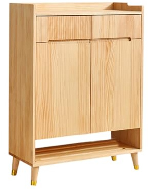 Narrow High Shoe Tipper with Magnetic Flaps, Narrow Farmhouse Shoe Rack with Feet, Freestanding Cube Closet Organizers, Multi-layer Storage, Suitable for Hallways, Entrances, Living Rooms, Hotels ( Co