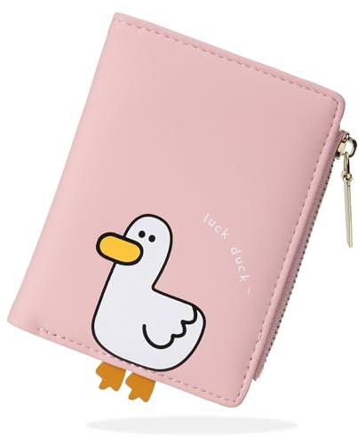 conisy Cute Small Womens Wallet with Coin Purse,Suitable Girls Teen Ladies (Duck Pink)
