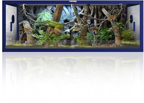 Phailozoo Stackable Reptile Enclosure, 85 Gallon Reptile Tank for Bearded Dragon, Snake, Ball Python, Colorful Aluminum Frame & Front Opening Tempered Glass Door with Handles for Easy Maintenance