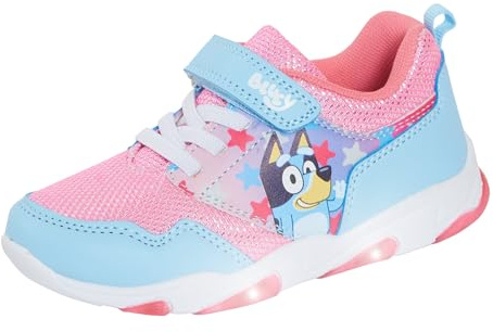 Bluey - Zapatillas luminosas para niñas, calzado deportivo fácil de ajustar con luces LED intermitentes, rosa, 24 EU