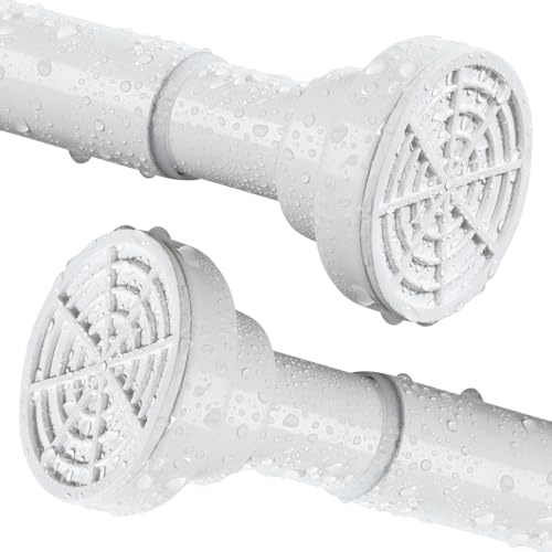 Shower Curtain Rod, Stainless Steel Extendable Shower Curtain Pole Tension Rods for Curtain No Drilling Shower Curtain Rail Net Curtain Poles for Bathroom Window Kitchen Wardrobe 160-270cm,White