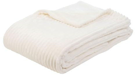 liebling Decke, Mikrofaserdecke, Bettdecke mit Cord-Optik, zweilagige Wendedecke, 100% Polyester - Mikrofaser, 150 x 200 cm, Farbe: wollweiß