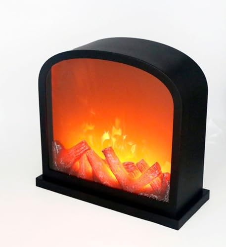 Petite lanterne de cheminée confortable traditionnelle réaliste effet flamme de bûche brûlante lumière LED style charbon lampe de table pour usage intérieur et extérieur