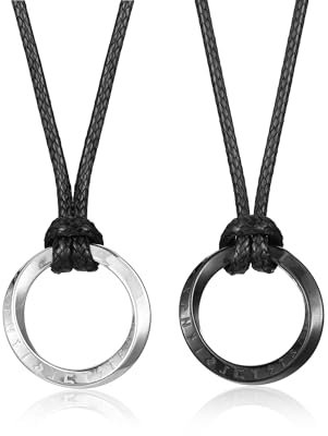 PiercingJak Partner Kette Wikinger Rune Halskette für Herren Frauen Geflochtene Lederkette mit Edelstahl Mobius Runen Anhänger Nordische Glück Schmuck Liebe Geschenke für Männer Damen
