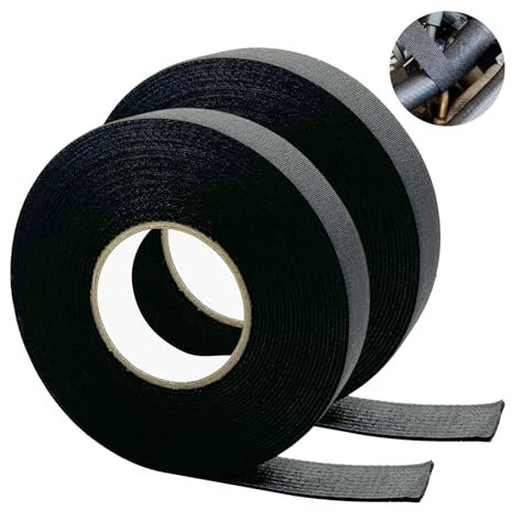 SopwMap 2 Pièces Ruban de Câbles Noir, Ruban de Câblage Automobile, Ruban Adhésif Isolant Noir, 19 mm x 15 m, ÉLectrique Bande Isolant en Tissu, pour Harnais de Câblage Automobile et Moto