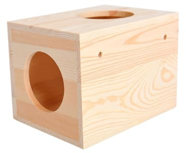 BUGUUYO Cabaña de Madera Natural para Mascotas Pequeñas como Casa para Hámster o Casa para Chinchillas Invierno Suministros para Mascotas