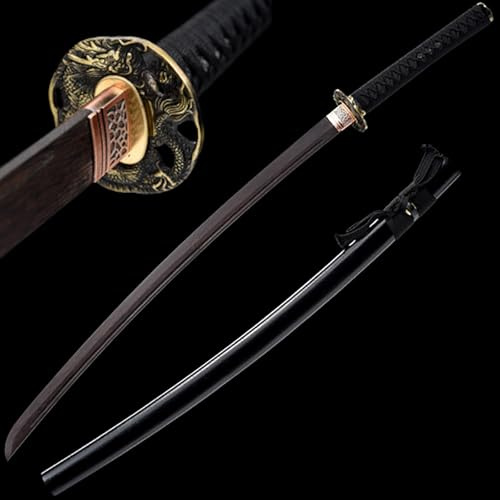 HJHUUA Katana in Legno con Fodero,Pratica di Arti Marziali Kendo,Oggetti di Scena Cosplay,Bokken Fatto a Mano da 103 cm,Spade da Samurai in Legno