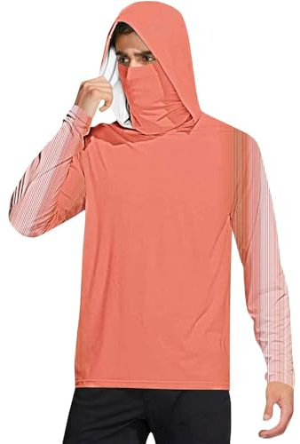 LinRim Herren Hoodie UV-Schutz Kapuzenpullover UPF 50+ Langarm Angelhemd mit Maske UV Schutz Neck Gaiter Hoodie mit Daumenloch Sommer Kapuzenshirt Langarmshirt Schnelltrocknend Funktionsshirt