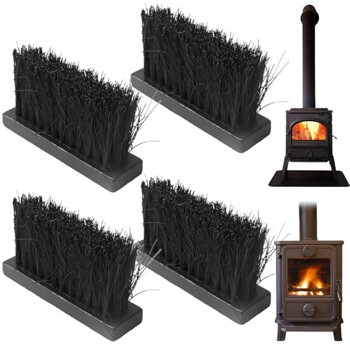 Behogan Spazzole di ricambio per camino, 4 pezzi, setole per piante, scopa di ricambio per camino, spazzola per la pulizia del camino, per la pulizia della casa e del camino (nero)