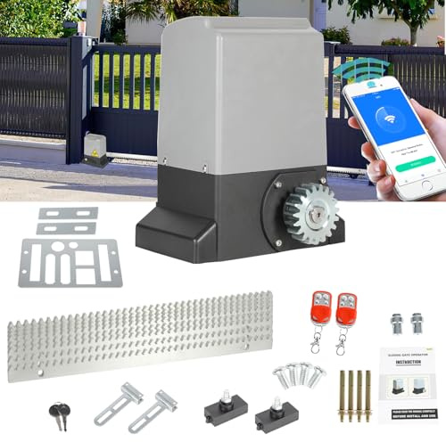 Jaxguom Schiebetorantrieb 550W, Garagentorantrieb bis 1200kg, Schiebetorantrieb Set mit Fernbedienungen und WLAN-Funktion, Automatischer Flügeltorantrieb Torantrieb Wasserdicht