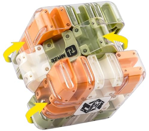 Large Labyrinth 3D Puzzles Maze Cube – Engaging Brain Teaser Toy, Cube Maze Puzzle with Tiny Ball for Stress Relief, Focus Training & Logic Development, Fun Gift for Kids and Adults (A)