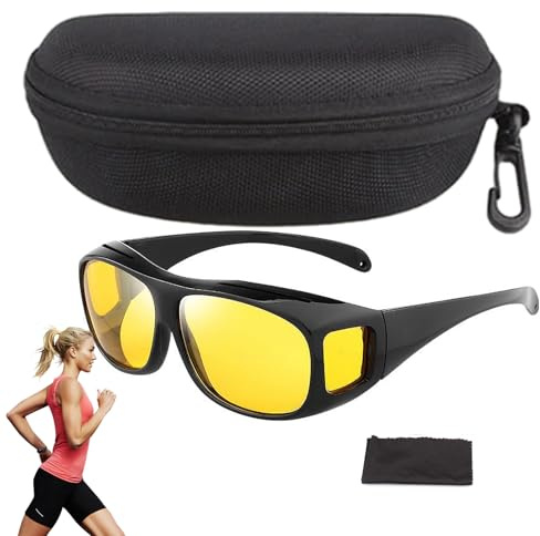 Night Glasses For Driving, Fit Over Prescription Glasses, Anti-glare Night Driving,Sports Wind And Sand Protection Eyewear, Lightweight & Comfortable Fit Men And Women