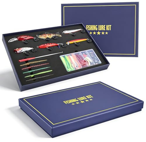 ExKeen Regalo per Pescatori, 104 Pezzi Scatola Sorpresa Accessori da Pesca, Kit Completo da Pesca per Uomo, Attrezzatura da Pesca, Regalo Pescatore, Mystery Box Articoli da Pesca