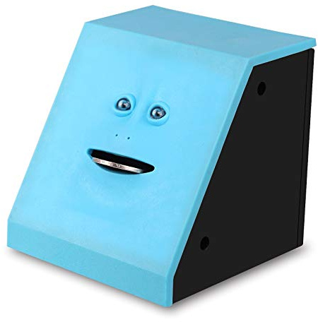 Youngine Novelty Face Bank Coin Eating Savings Bank Money Saving Collection Piggy Bank (Blue)