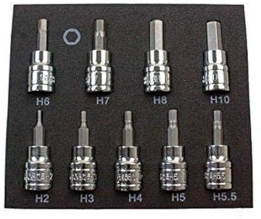 US PRO 9 Piece Hex Allen Key Bit Sockets Metric Set 3/8'' Dr Drive 2-10mm 2065