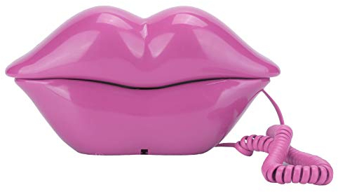 Festnetztelefon, schnurgebundenes Telehone Modisches lustiges Lippenform-Telefon, Desktop-Festnetztelefon für Hauptdekorations-Geburtstagsgeschenk(Rosenrot)