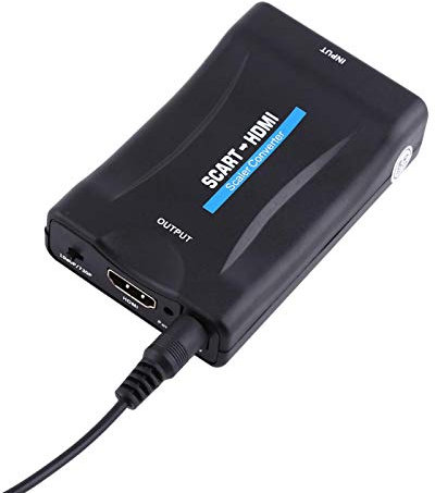 Convertisseur vidéo péritel vers HDMI avec câble d'alimentation USB, adaptateur Scart vers HDMI Audio Video Converter Scaler 720P 1080P, prise en charge PAL, NTSC3.58, Plug and Play, compatible avec H