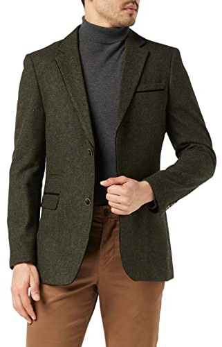 Xposed Chaqueta de Blazer de Tweed de los Hombres 1920S Retro Vintage Estilo Elegante Ajustado en Forma marrón, Verde y Azul [AMZCH-BLZ-DANE-D2-GREEN-52]