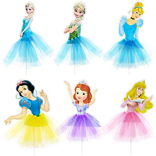 AMJKEJI 6 Pieces Princess Cake Toppers Cake Decoration Cake Cupcake Decorations Bakeware Baking Tools Accessories Cake Decorating Kits for Girls