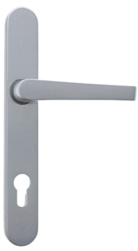ToniTec Porte d'entrée VARIO demi-set argenté avec poignée plate PZ 92 mm avec trous de vis variables