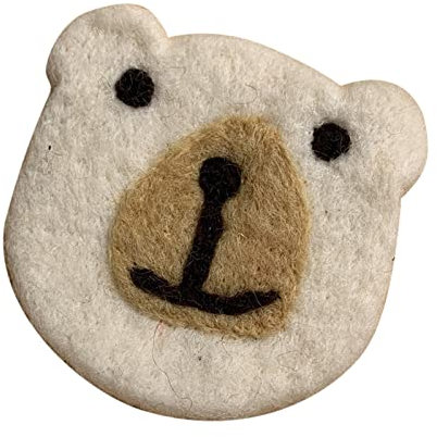 Sottobicchiere in feltro di lana con orso, taglia unica, decorativo per caffè (colore bianco)