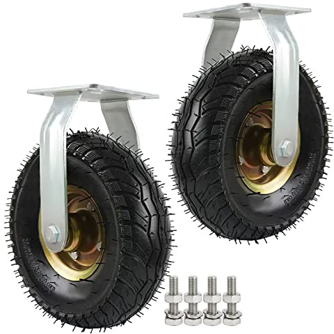 Ruote Per Ruote Resistenti Set Di 2 Silenziose Rotelle, Ruote In Gomma Gonfiabili 150mm 200mm 250mm Ruota Industriale Per Carrelli, Ruote Fisse / Ruote Girevoli Con Viti Di Montaggio ( Color : Fixed ,