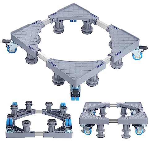 KEESIN Waschmaschinen Untergestell Verstellbare,Verstellbare Waschmaschinen Untergestell Beweglich Sockel für Kühlschrank Trockner und Gefrierschrank,Einstellbare Länge 42-65cm, Höhe 9.5-12.5cm