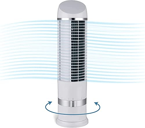 Meown Tower Fan 16 White – Compact Quiet Cooling Fan for Bedroom, Desk, Office, 3-Speed 110° Oscillating Portable Tower Fan, Mini Personal Air Circulator for Home and Small Spaces