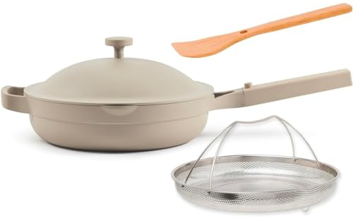 Our Place Always Pan 2.0 – 27cm (2.5L) Nonstick, Toxin-Free Ceramic Cookware | Patented 10-in-1 Aluminum Frying & Sauté Pan | Safe for Oven, Induction & All Cooktops up to 232°C | Steam