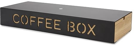 Balvi Coffee Box Coffee Box Colore Nero Per contenere le capsule di caffè Metallo/bambù 6x14,5x37,2 c