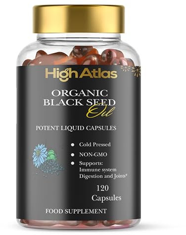Organic Black Seed Oil Capsules - 2 Month Supply - 120 Count (2000mg Per Serving) High Potency, Organic Cold Pressed Nigella Sativa Oil (Non-GMO)