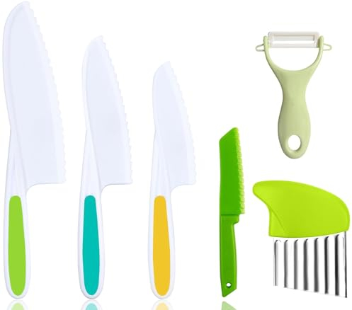 Set di coltelli da cucina per bambini di 6 pezzi,Coltelli Di Sicurezza Per Bambini,Coltello Da Frutta Per Bambini, per Tagliare e Cucinar