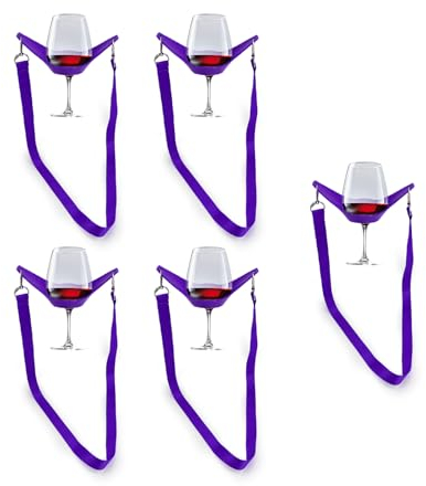 CBLDF Weinglashalter zum Umhängen, 5 Stücke Cup Holder Umhängen, Freihändiger Weinglashalter, Halsglashalter für Picknicks, Partys, Geburtstage, Hochzeiten