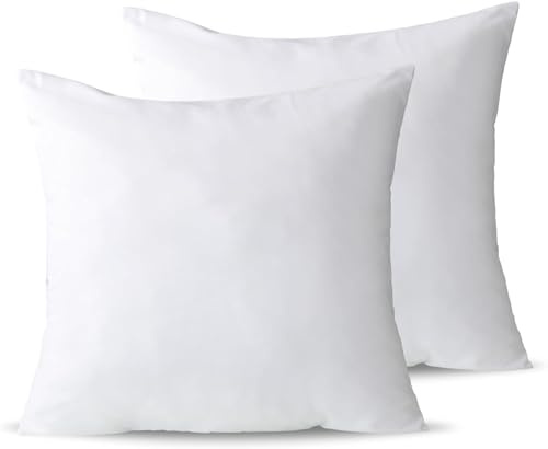 LSC 2 Pack Luxury 18” x 18” 45cm x 45cm Cushion Inserts Hollow Fibre Cushion Pads Bounce Back Square Cushion Inner for Sofa Bed Couch Scatter Cushions (PACK OF 2, 18X18 (45cm x 45cm))