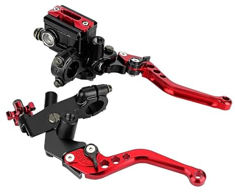 Longzhuo Motorradhebel, 1 Paar 7/8 Zoll (22 mm) Hebel für Motorrad, 50 cc, Universal, Bremshebel, Kupplungshebel, Motocross, Bremsgriff für Motocross (rot)