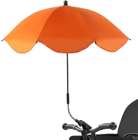 Besreey Pram Parasol - Sun Parasol for Pram - Sunshade Umbrella for Stroller with Clamp,Clip Umbrella for Stroller,Baby Stroller Umbrella Parasol,UV Protection for Stroller,Pushchair(Orange)