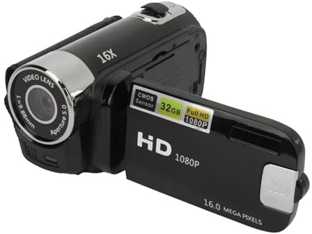1080P Videokamera, 16 MP Videokamera, 16X Digital Zoom, Vloggningskamera med Fyllningsljus, 1/4 Tums Trådhål, 2,4 Tum Roterbar Skärm, USB-inspelare (-2214230150511)