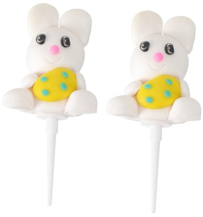 VILLFUL 2pcs Edible Cupcake Toppers Mushroom Bunny Birthday Party Cake Decorations