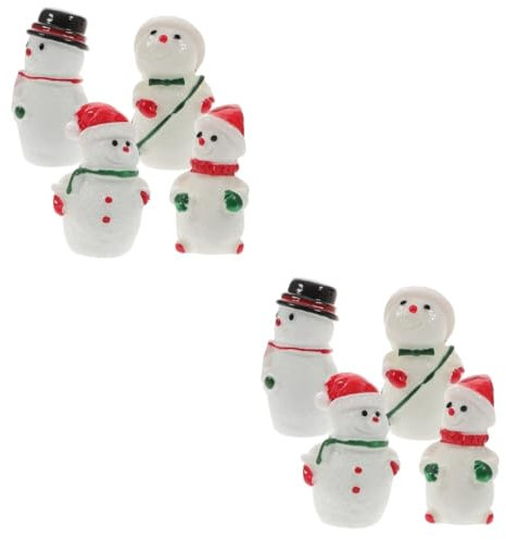 PRETYZOOM 2sets Mini Schneemann Figuren Decor Schneemann Harz Statue Weihnachten Home Decor 8 Stücke * 2