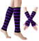 Whakano Fingerlose Handschuhe und Beinstulpen Set,Strick Beinwärmer Armwärmer Damen Warm Gestreifte Handwärmer Legwarmer Winter,Armstulpen Lange Stulpen für Yoga,Laufen,Party,Festival,Schwarz Lila