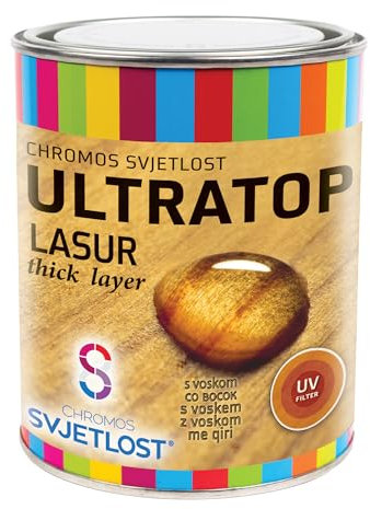 Chromos Svjetlost - Ultratop Lazur Wood Varnish Stain for Indoor & Outdoor use - Thick Layer, UV Proection, Weather Resistant, Easy to Apply - Oak - 0.75L