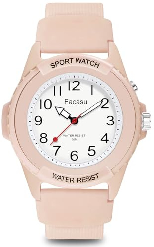 Facasu Montre Analogique Filles Garçons,50M étanche Cadran Lumineux,Montres Sport à Quartz pour Adolescents et étudiants,Bracelet en Silicone,Montre Jeunes étudiants de Plus de 10 Ans