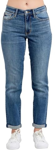 Judy Blue Women's Mid Rise Stretchy Boyfriend Jeans (US, Numeric, 9, Regular, Regular, Med)